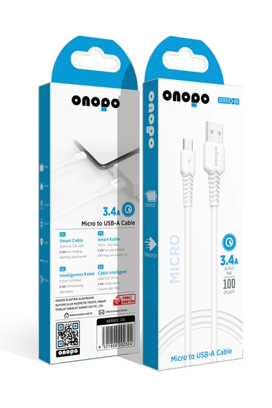 onopo Micro To USB Kablo 3.4A Uyumlu Hızlı Şarj ve Data Kablosu 1M - Q6