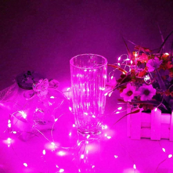 4 METRE PEMBE PİLLİ LED IŞIK CANLI PEMBE IŞIK IP65 SU GEÇİRMEZ SEVGİLİLER GÜNÜNE ÖZEL PEMBE LED IŞIK - 7