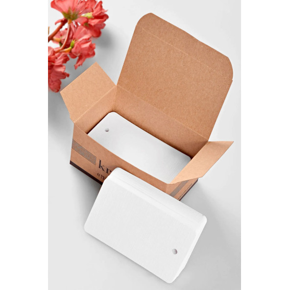 Kraffi - Beyaz 1.hamur Baskısız Kart Kartvizit - Not Kartı-hediye Notu / Oval Köşeli - Delikli
