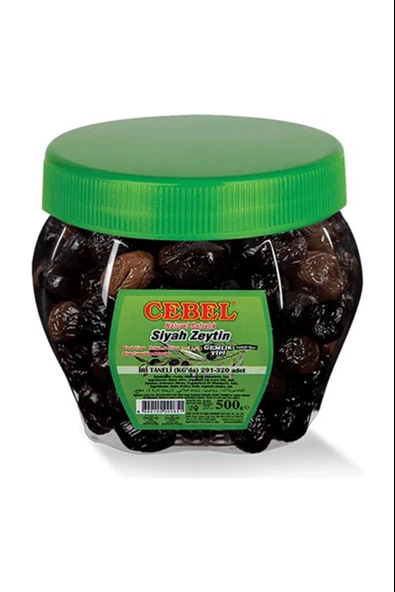 Cebel Siyah Zeytin İri Taneli 291-320 Pet 500 Gr