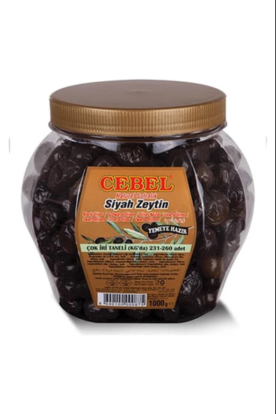 Cebel Siyah Zeytin Çok İri Taneli 231-260 Pet 1000 Gr