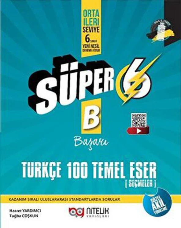 Nitelik Süper 6.Sınıf Türkçe 100 Temel Eser (B) Yeni Nesil Soru Kitabı