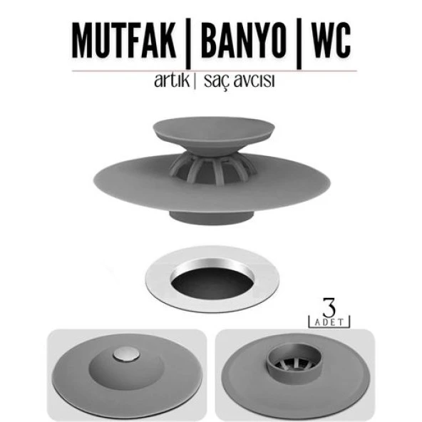 Tekno-Firsat Lavabo Küvet Artık ve Saç Avcısı Peligna Design 3 ADET 718618