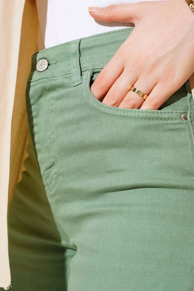 Palazzo Bol Paça Pantolon Mint Yeşili - Resim 4