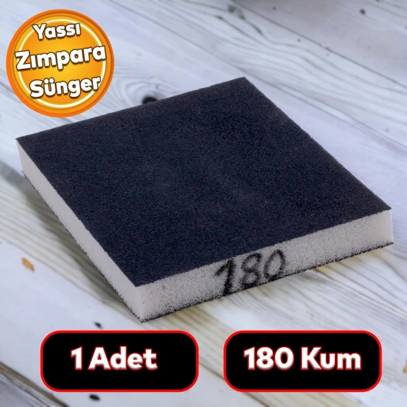 Yassı Sünger Zımpara 9.5 x 12.5 cm Takoz Blok Flex Taşlama Ahşap El Zımparası 180 kum 1 Adet