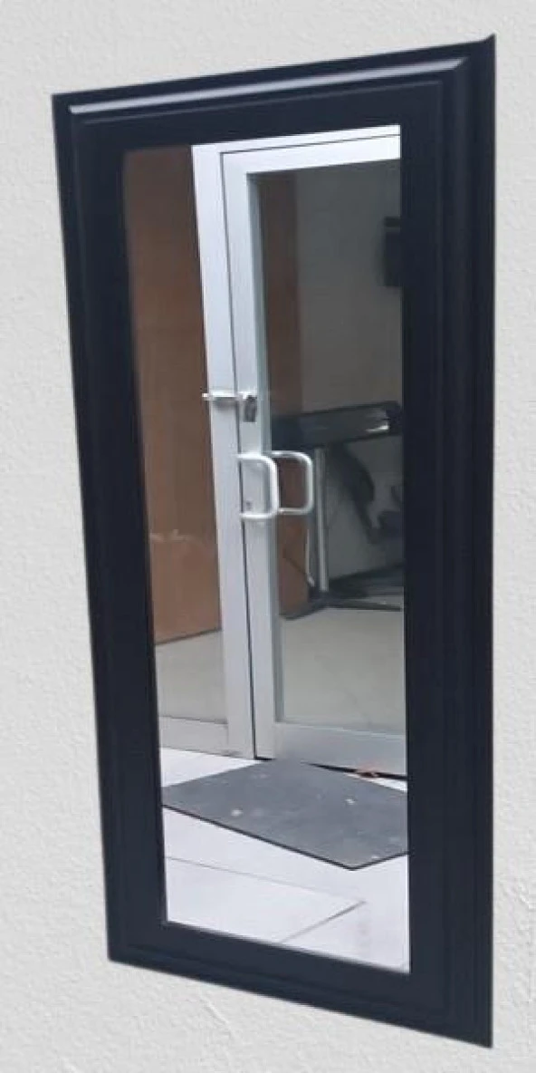 Boy 90346 Duvar Aynası 45'e 115 MDF Lam Kenar Siyah Flotal Ayna Kutuda Sevk El Yapım - 5