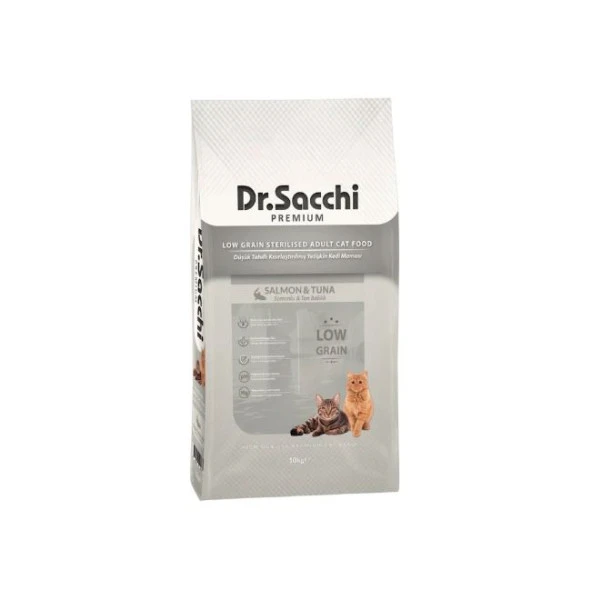 Dr.Sacchi Düşük Tahıllı Somonlu Kısırlaştırılmış Yetişkin Kedi Maması 10 KG