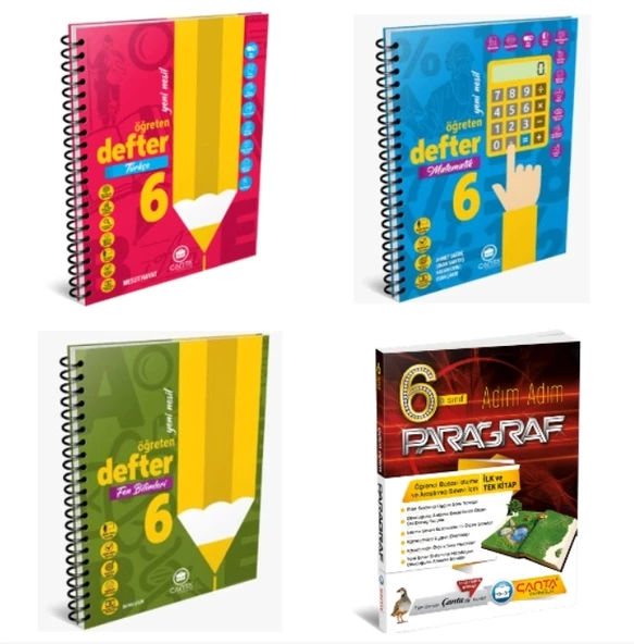 Çanta Yayıncılık 6. Sınıf – Türkçe - Matematik- Fen Bilimleri Kazandıran Defter ve Adım Adım Paragraf (4 Kitap)