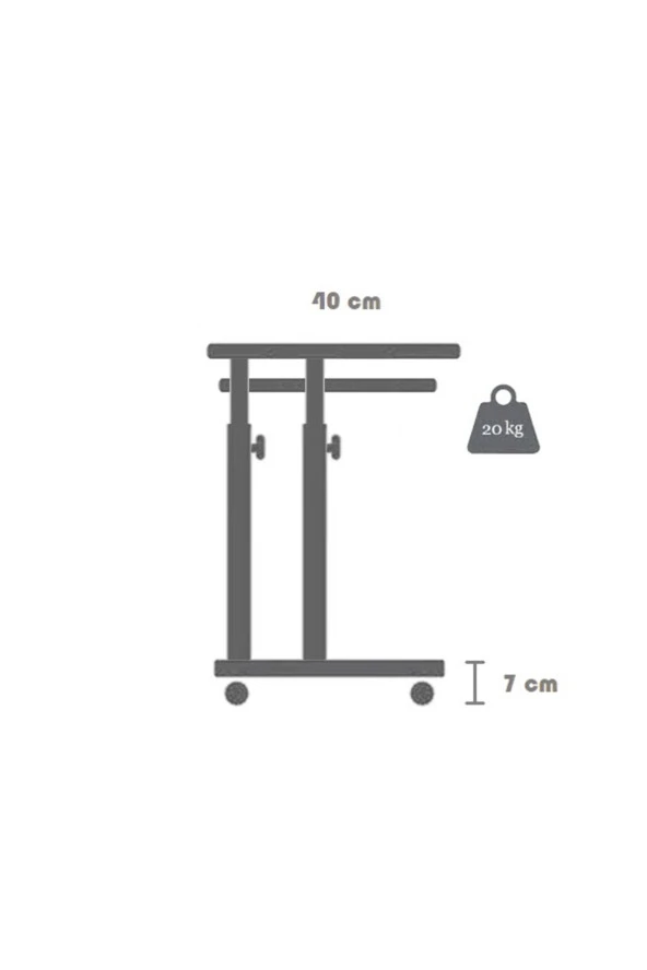 servetavcı Yükseklik Ayarlı ve Klavyelikli Çalışma Masası - Atlantik Çam (Tekerli) 80x40 Oval Kenar - Resim 3