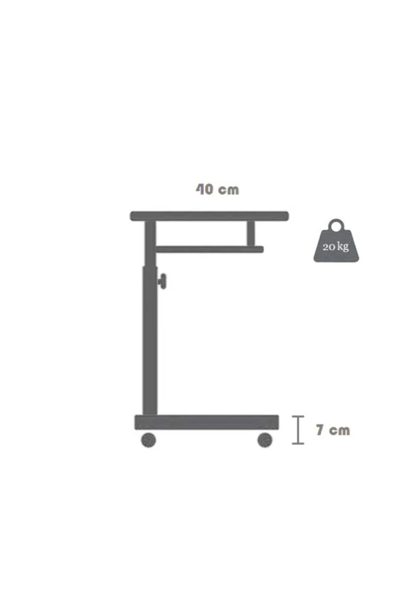 servetavcı Yükseklik Ayarlı ve Klavyelikli Laptop Sehpası - Atlantik Çam 70x40 (Frenli Tekerli) - Resim 4