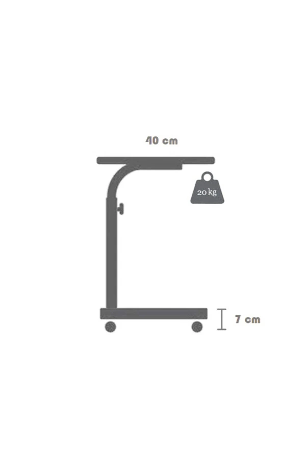 servetavcı Yükseklik Ayarlı Laptop Sehpası Ve Çalışma Masası - Ceviz (TEKERLİ) 70x40 Oval Kenar - Resim 5