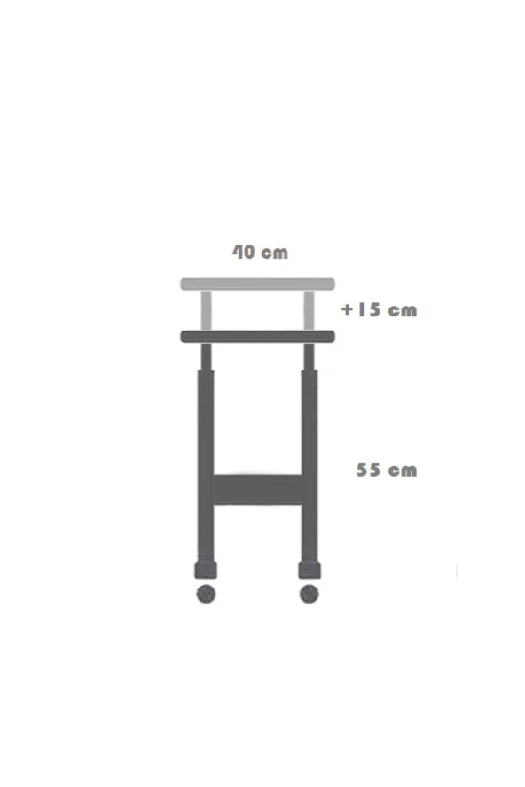servetavcı Yükseklik Ayarlı Laptop ve Servis Sehpası - Atlantik Çam Beyaz (Tekerli) Oval Kenar - Resim 3
