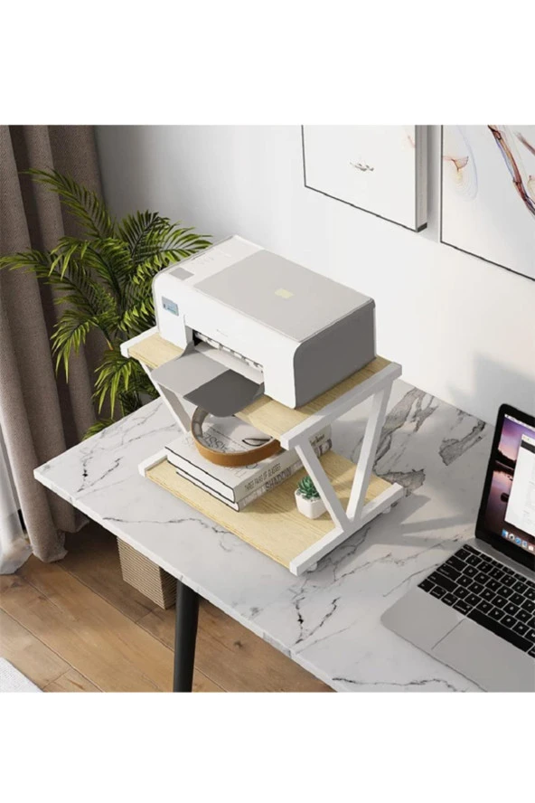 servetavcı V Yazıcı Sehpası - Beyaz Atlantik Çam (FRENLİ TEKERLİ) 30x45 - Resim 2