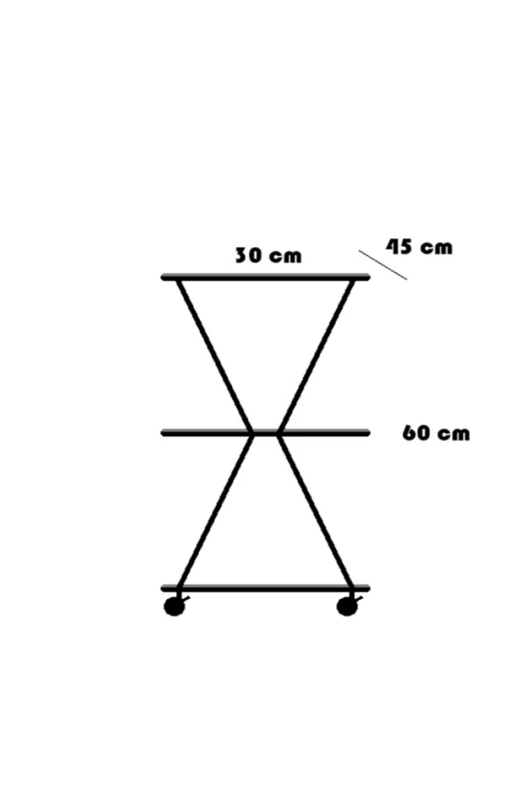 servetavcı Raflı V Yazıcı Sehpası - Atlantik Çam 45x30 (Frenli Tekerli) - Resim 2