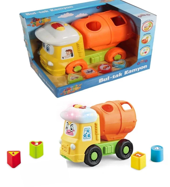 Müzikli-Işıklı, Eğlenceli Renkli Blokları ile Eğitici Sevimli Bul-Tak Kamyon Seti - 2
