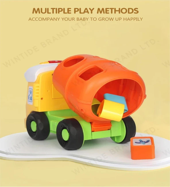 Müzikli-Işıklı, Eğlenceli Renkli Blokları ile Eğitici Sevimli Bul-Tak Kamyon Seti - 3