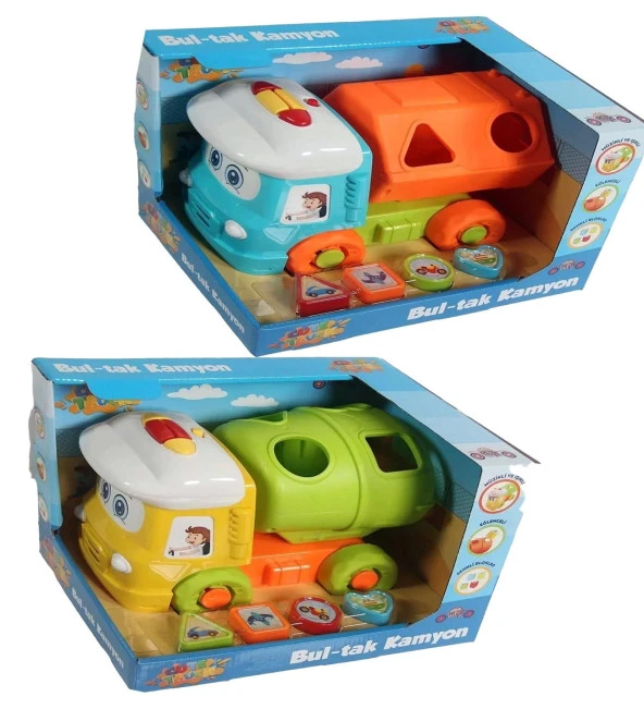 Müzikli-Işıklı, Eğlenceli Renkli Blokları ile Eğitici Sevimli Bul-Tak Kamyon Seti - 10