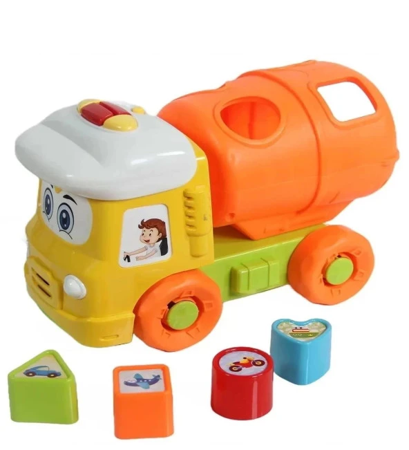 Müzikli-Işıklı, Eğlenceli Renkli Blokları ile Eğitici Sevimli Bul-Tak Kamyon Seti - 7