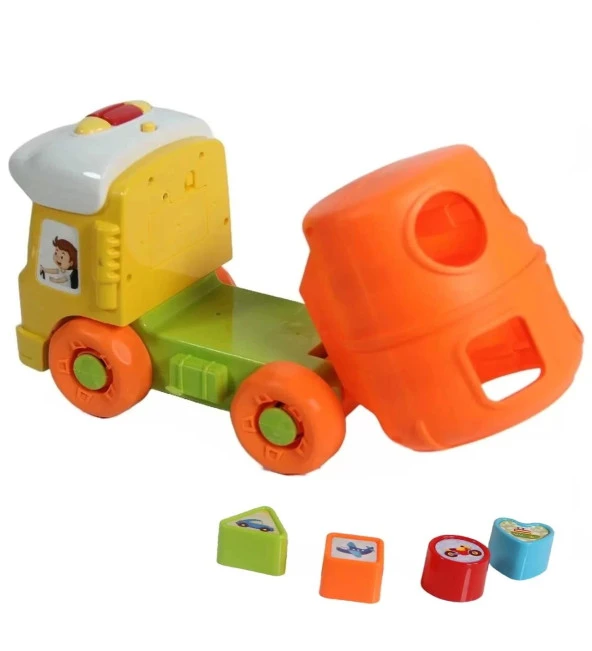 Müzikli-Işıklı, Eğlenceli Renkli Blokları ile Eğitici Sevimli Bul-Tak Kamyon Seti - 8