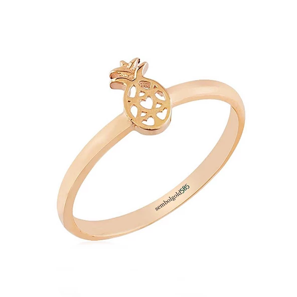 Rose Altın Ananas Yüzük 14K Gold