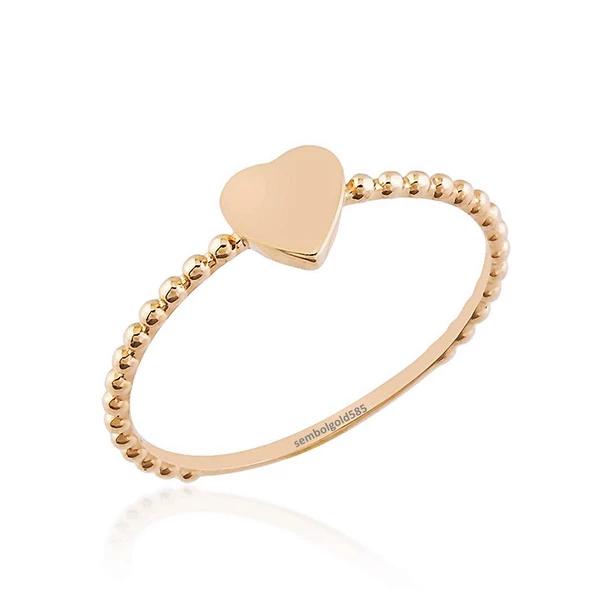 Kalp'li Rose Altın Yüzük Top 14 K Gold