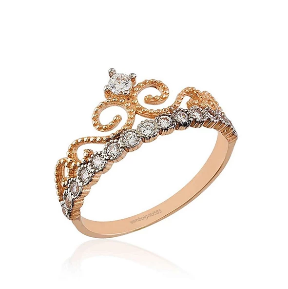 Rose Altın Taç Yüzük 14K 2,10 Gr