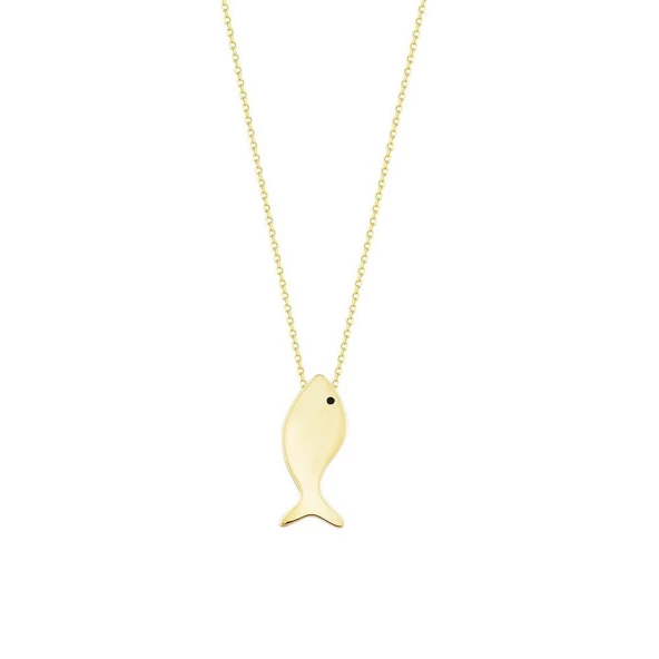 Balık Altın Kolye 14K Gold