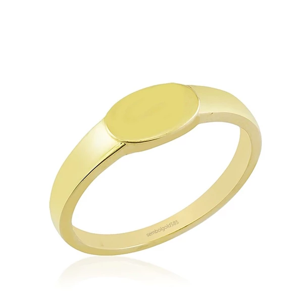 Şövalye Altın Yüzük Oval Tasarım 14K
