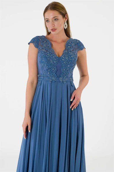 Kadın Uzun Güpür Abiye Olim - Resim 5