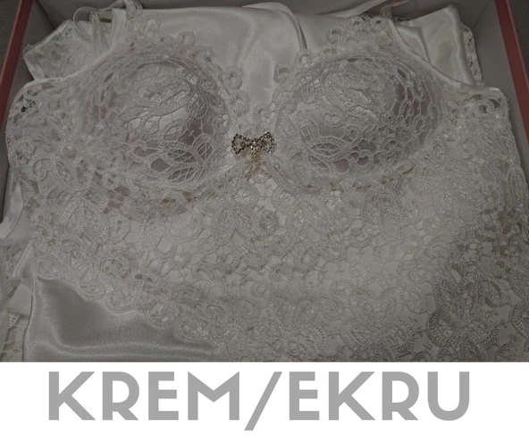 Donna 1080 6'Lı Çeyiz Seti Saten Gecelik Ve Sabahlık Takımı - 5