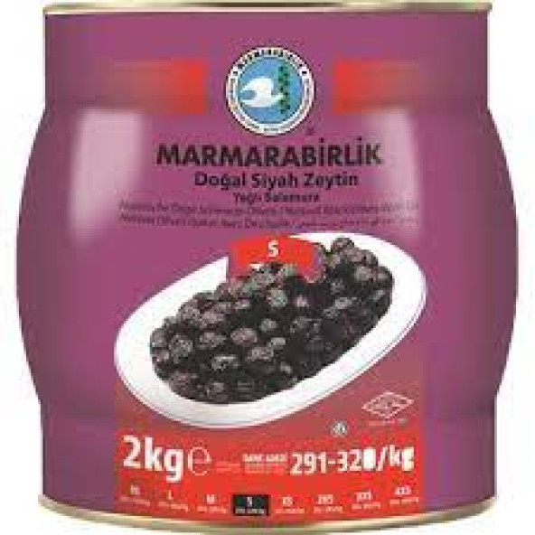 Marmarabirlik Hususi (291-320 KB) Yağlı Salamura Siyah Zeytin 2 kg Teneke - 1