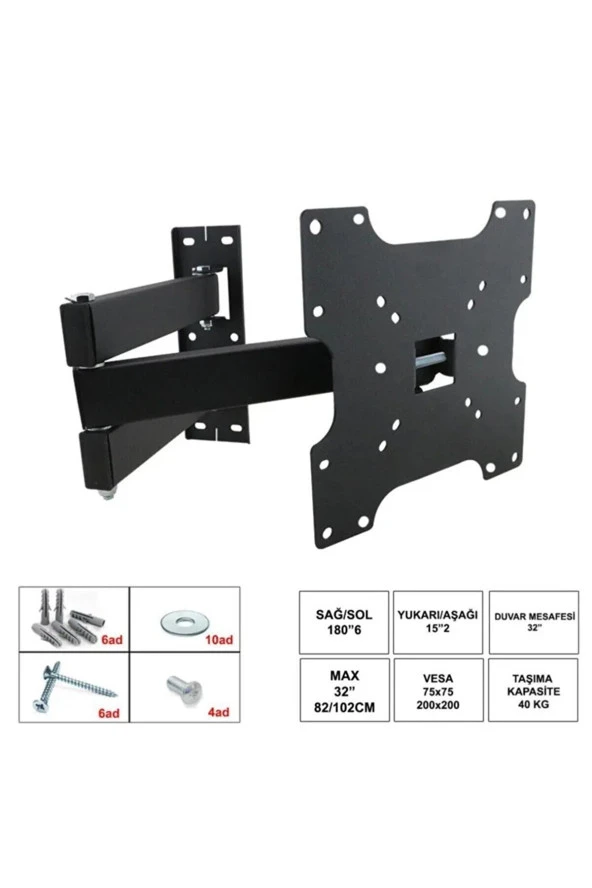 Bayırtech Telenova 32P4001/20 32" (81CM) Dahili Uydu Alıcılı Hareketli Duvar Askı Aparatı