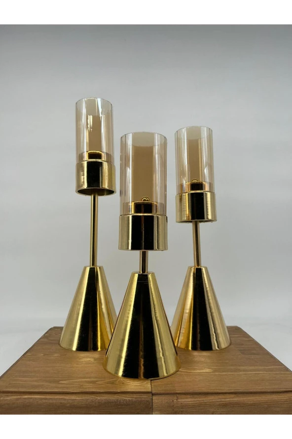 Şamdan 3lü Konik Metal - 3