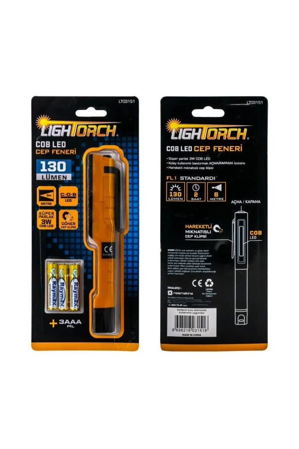 Lt03151 Pilli Cob Led Mıknatıslı Cep Feneri 130 Lümen - 5