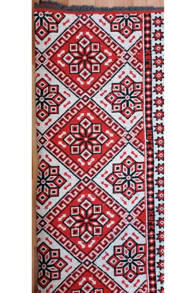 Makine Dokuması Kırmızı Çiçekli Desenli 3 Mekik Kaliteli Kalın Kilim - 4