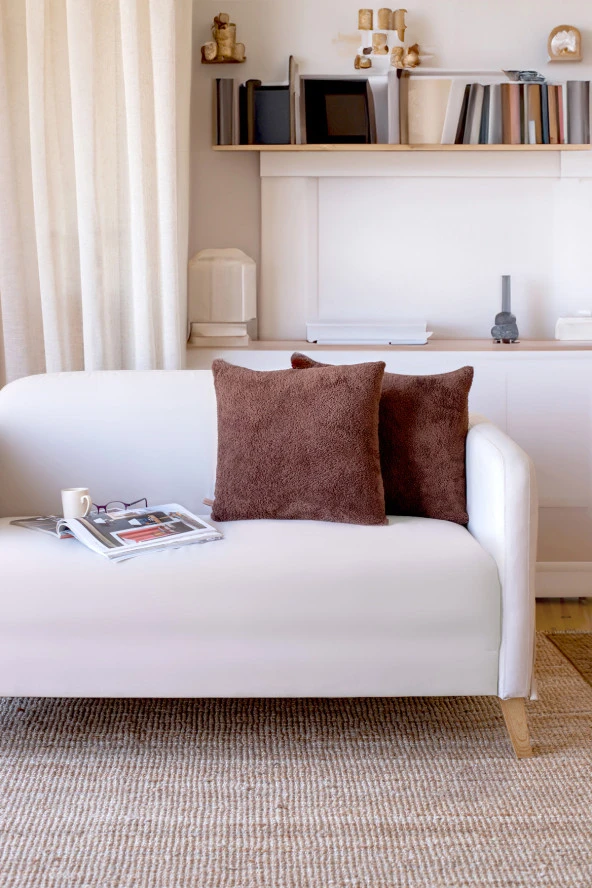 Teddy Puffy Kırlent Kılıfı 2li Kahve - 3