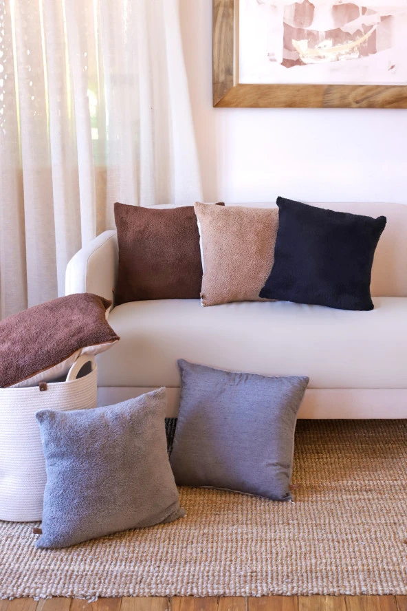 Teddy Puffy Kırlent Kılıfı 2li Kahve - 5