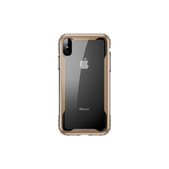 Vendas Apple iPhone XS Air Design Silikon Kılıf Gold + Vendas Ekran Koruyucu