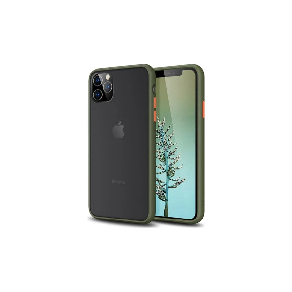 Vendas Apple iPhone 11 Pro Max Premium Drop Design Silikon Yeşil Kılıf + 5D Tam Kaplama Ekran Koruyucu