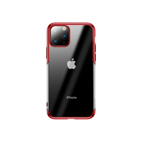 Vendas Apple iPhone 11 Pro Max Shining Serisi Silikon Kılıf Kırmızı + Vendas Tam Kaplama Koruyucu