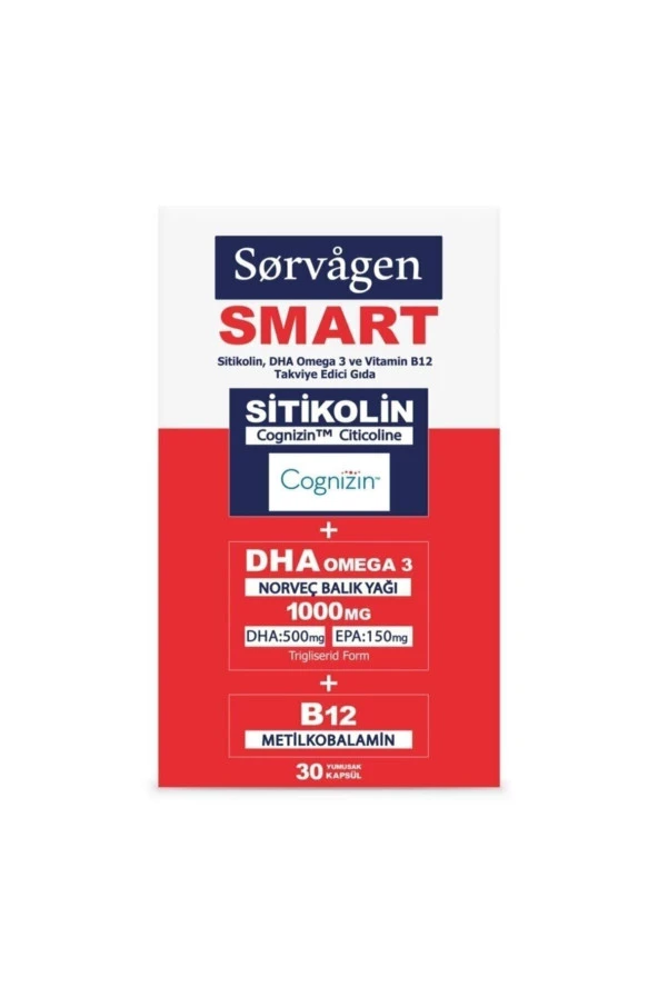 SORVAGEN Smart 30 Kapsül ( Sitikolin Dha Omega 3 Ve B12 İçeren Takviye Edici Gıda ) - 2