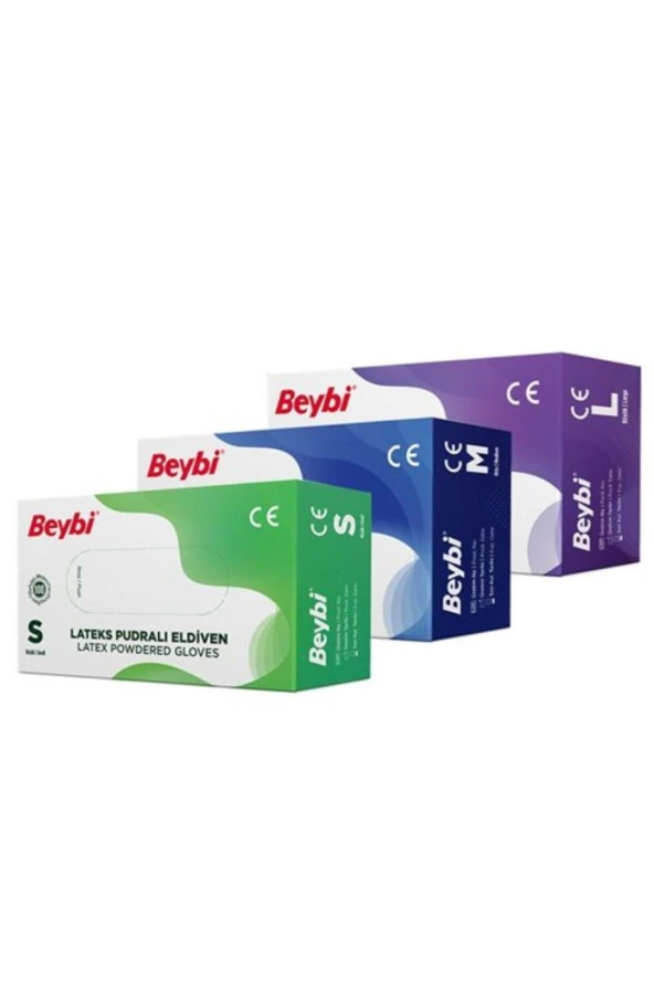 BEYBİ Muayene Eldiven Medium Pudralı Lateks 100Lü Paket - 2