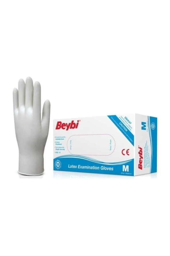 BEYBİ Lateks Eldiven Pudralı 100 Lü Paket - Medium (M Beden)