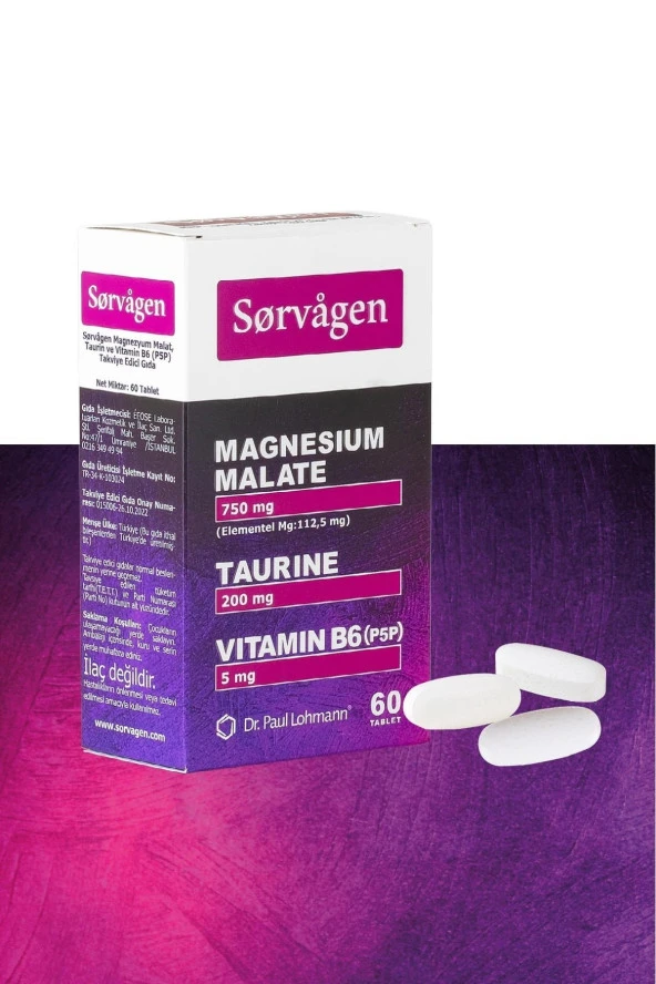 SORVAGEN Magnezyum Malat, Taurin Ve Vitamin B6 (P5P) 60 Tablet - 2