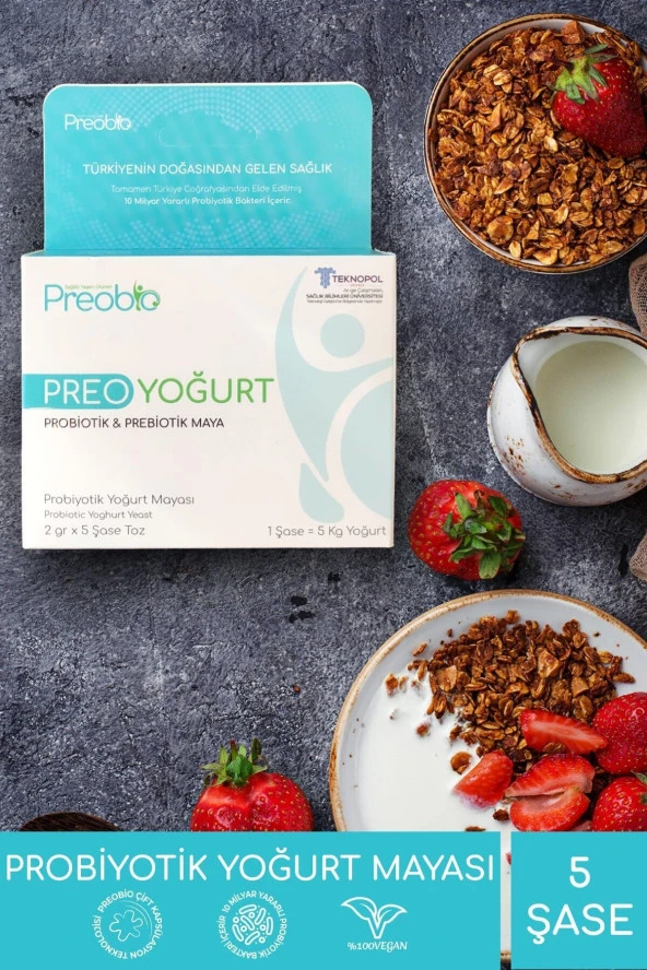 PREOBİO Vegan Preoyoğurt Probiyotik Yoğurt Mayası 5 Şase X 2Gr