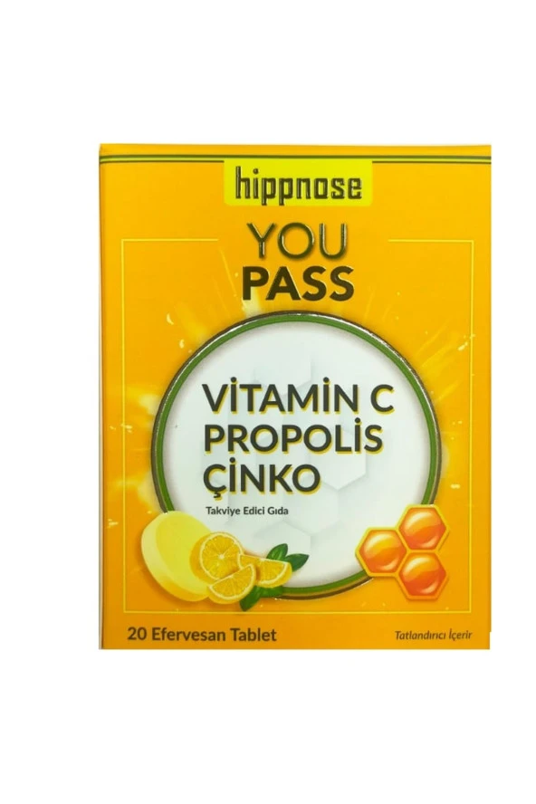 HİPPNOSE Youpass Vitamin C & Çinko Ve Propolis İçeren 20 Efervesan Tablet - 4