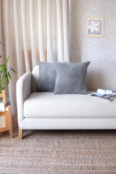 İskandinav Bohem 2 li Teddy Puffy Kırlent Kılıfı Gri - 3