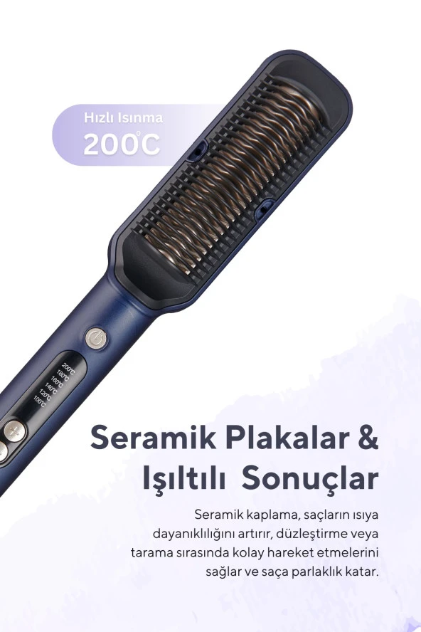 Kumtel Seramik Saç Düzleştici Fırça - 2