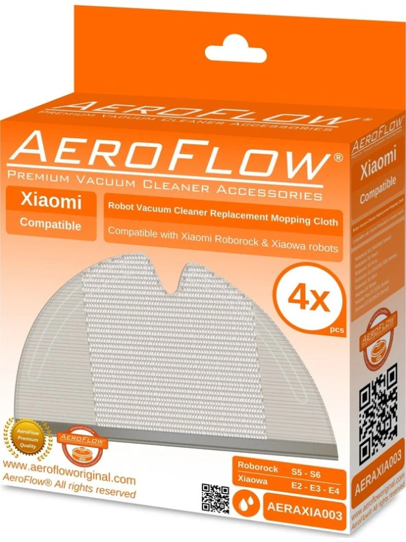 Aeroflow Orijinal Xiaomi Mi Robot Vacuum Mop Uyumlu - Akıllı Robot Süpürge 4lü Mop Fiber Bezi