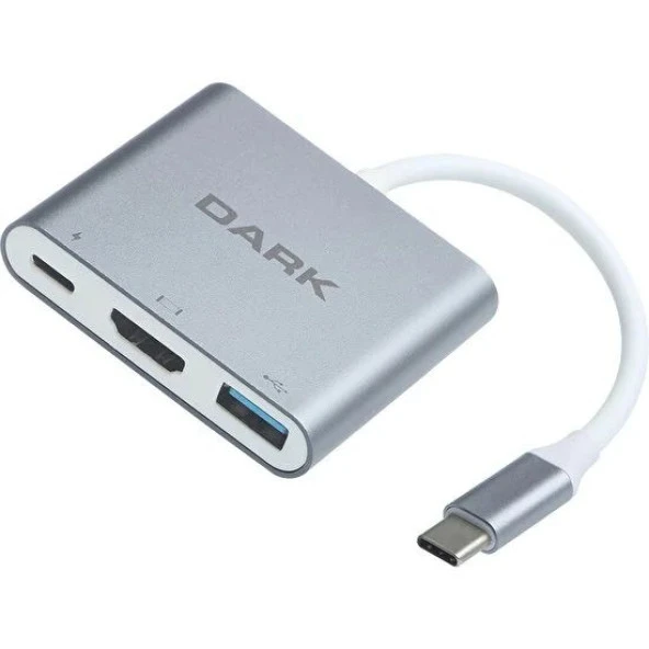 DARK DK-AC-U31X32 Type-C => USB3.0+HDMI ÇEVİRİCİ (Giriş:Type-C => Çıkış:USB3.0+HDMI+PD)